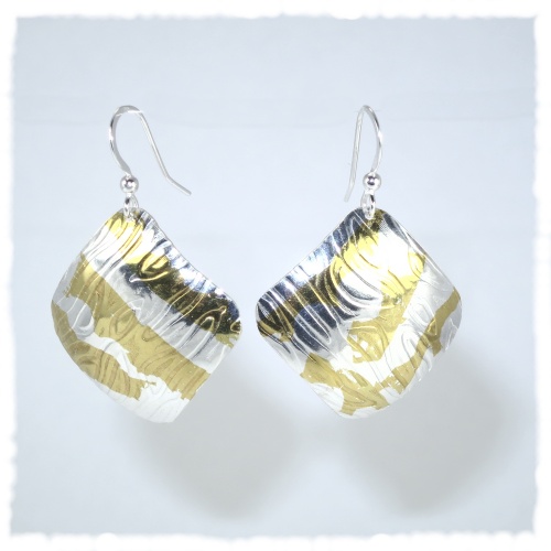 Silver gold embossed earrings